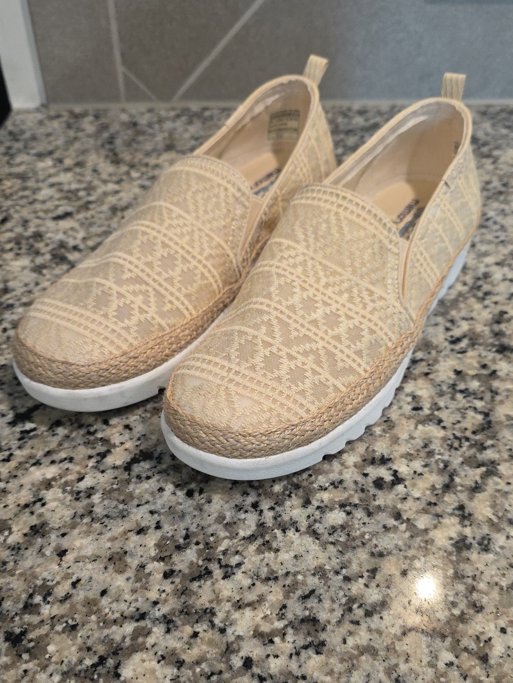 Skechers Women's Beige Espadrille Slip-On Sneakers